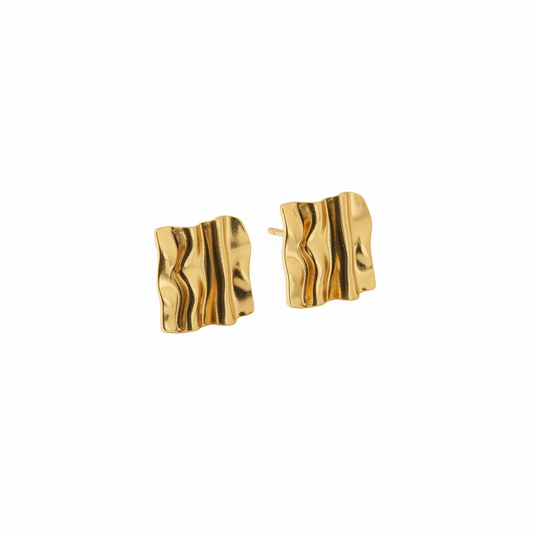 Molten Square Gold Studs