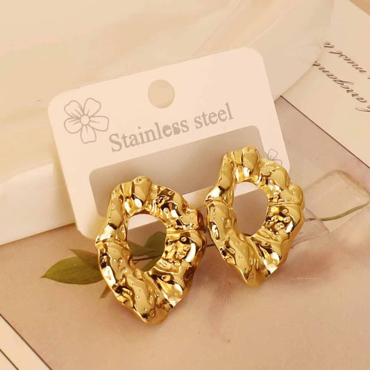 Hollow Oval Gold Studs